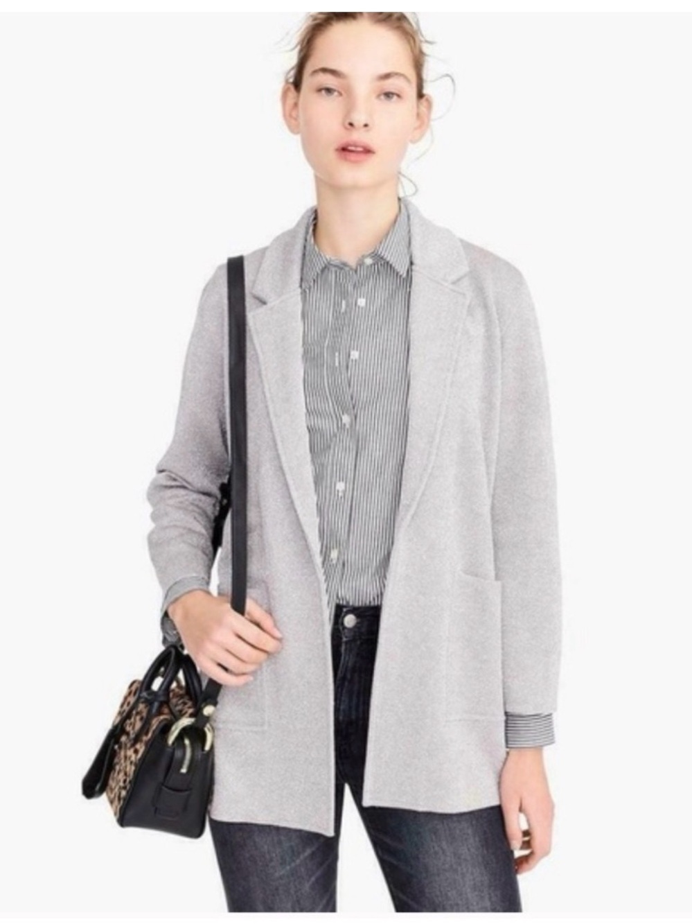 J. Crew Gray Knit Open-Front Cardigan “Sophie”